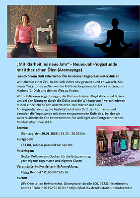 Informatives Plakat zur Yoga-Veranstaltung in der Ökostation am 20. Januar 2026