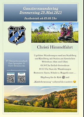 Gausternwandertag des TV Kleinschwarzenbach Veranstaltungsflyer mit allen Informationen