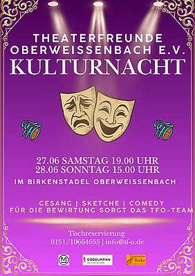 Informatives Plakat zur Kulturnacht der Theaterfreunde Oberweißenbach