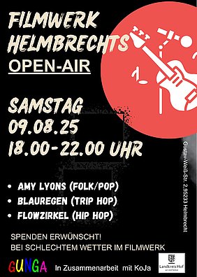 Filmwerk Helmbrechts Open Air 2025 Plakat mit allen Informationen zum Filmwerk Helmbrechts Open Air am 09.08.25