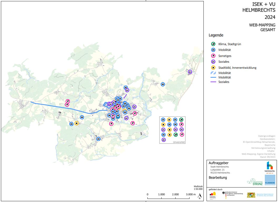 Das Bild zeigt die Web-Mapping Übersicht des Integrierten Stadtentwicklungskonzept.